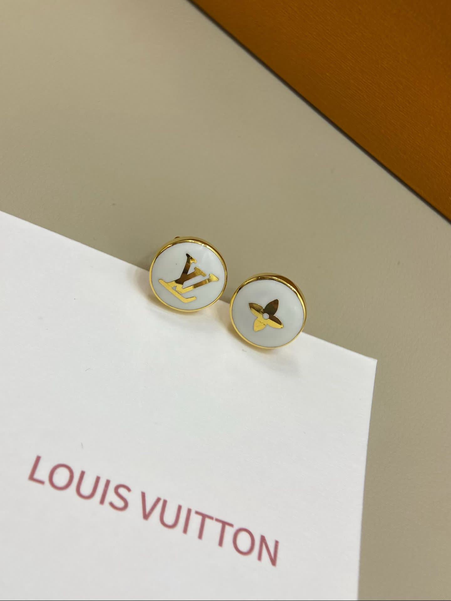 Louis Vuitton White Enamel Earrings
